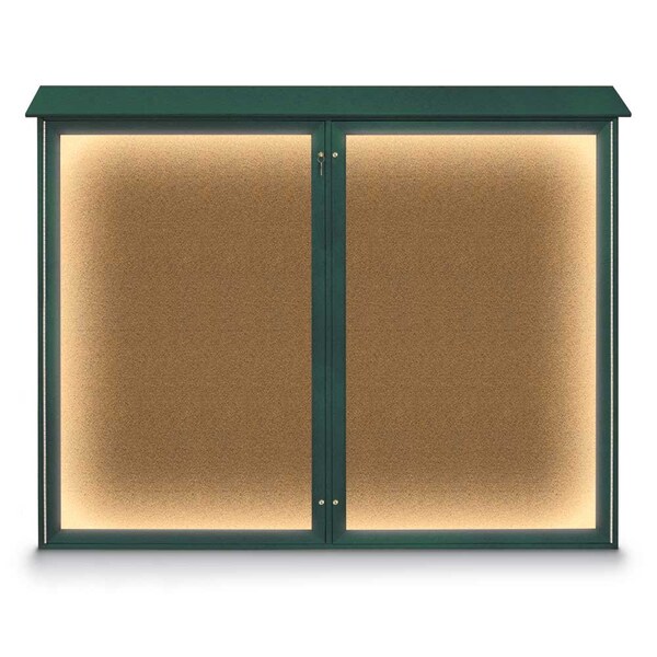 United Visual Products 24"x36" 1-Door Enclosed Outdoor Letterboard, Green Felt/Black Alum UV1160D-BLACK-GREEN - main